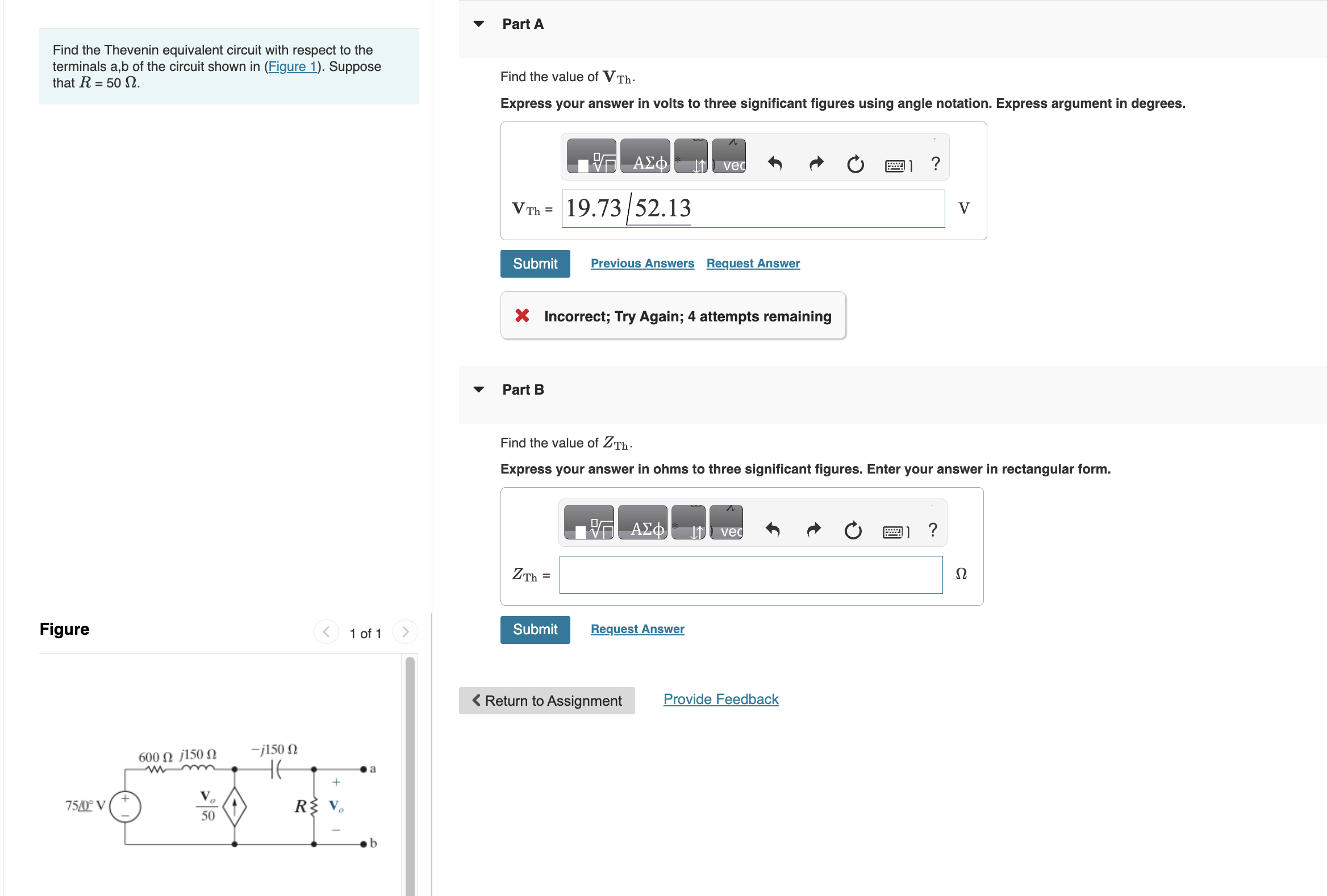 Solved Part Afind The Thevenin Equivalent Circuit With Chegg