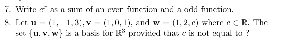 Solved 7. Write ex as a sum of an even function and a odd | Chegg.com