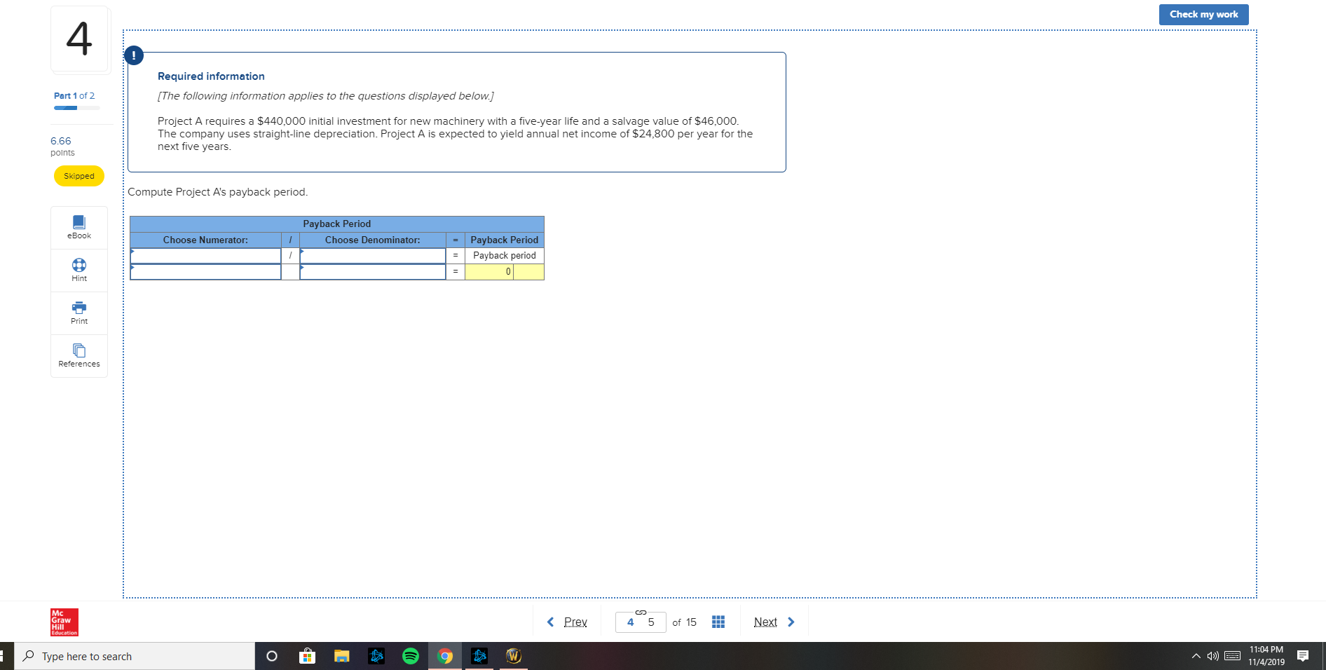 Solved Check my work Required information [The following | Chegg.com