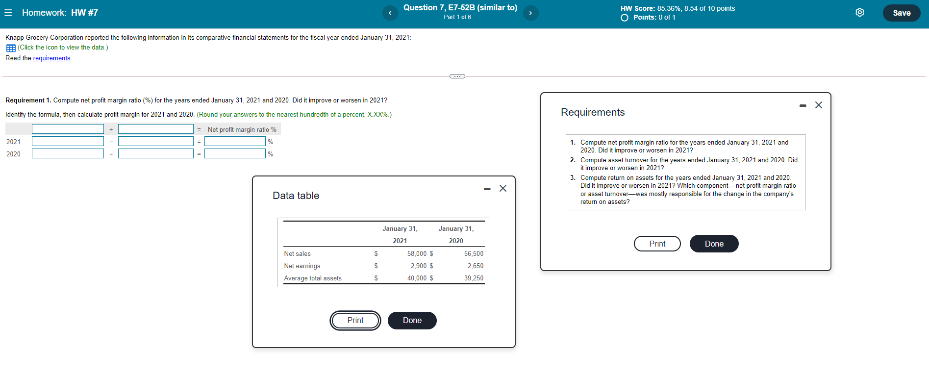 Solved = Homework: HW #7 Question 7, E7-52B (similar To) | Chegg.com