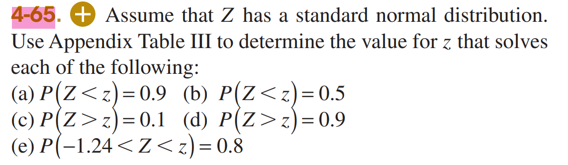 Solved 4-65. + Assume that Z has a standard normal | Chegg.com