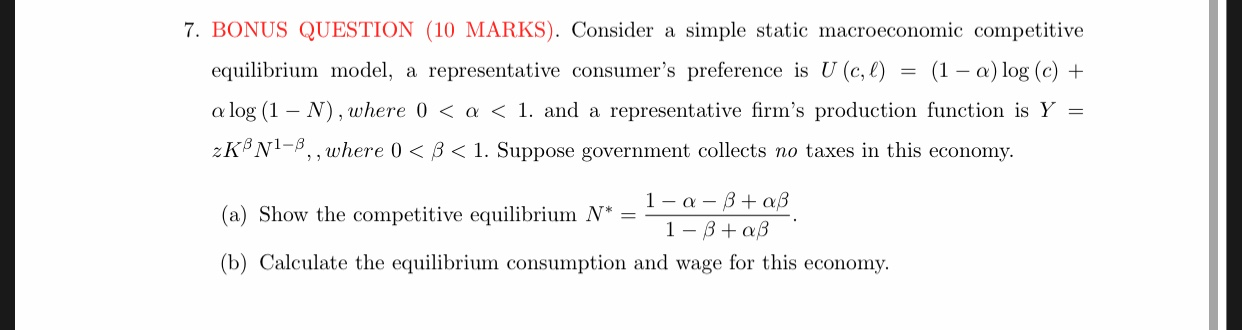 7 Bonus Question 10 Marks Consider A Simple Chegg Com