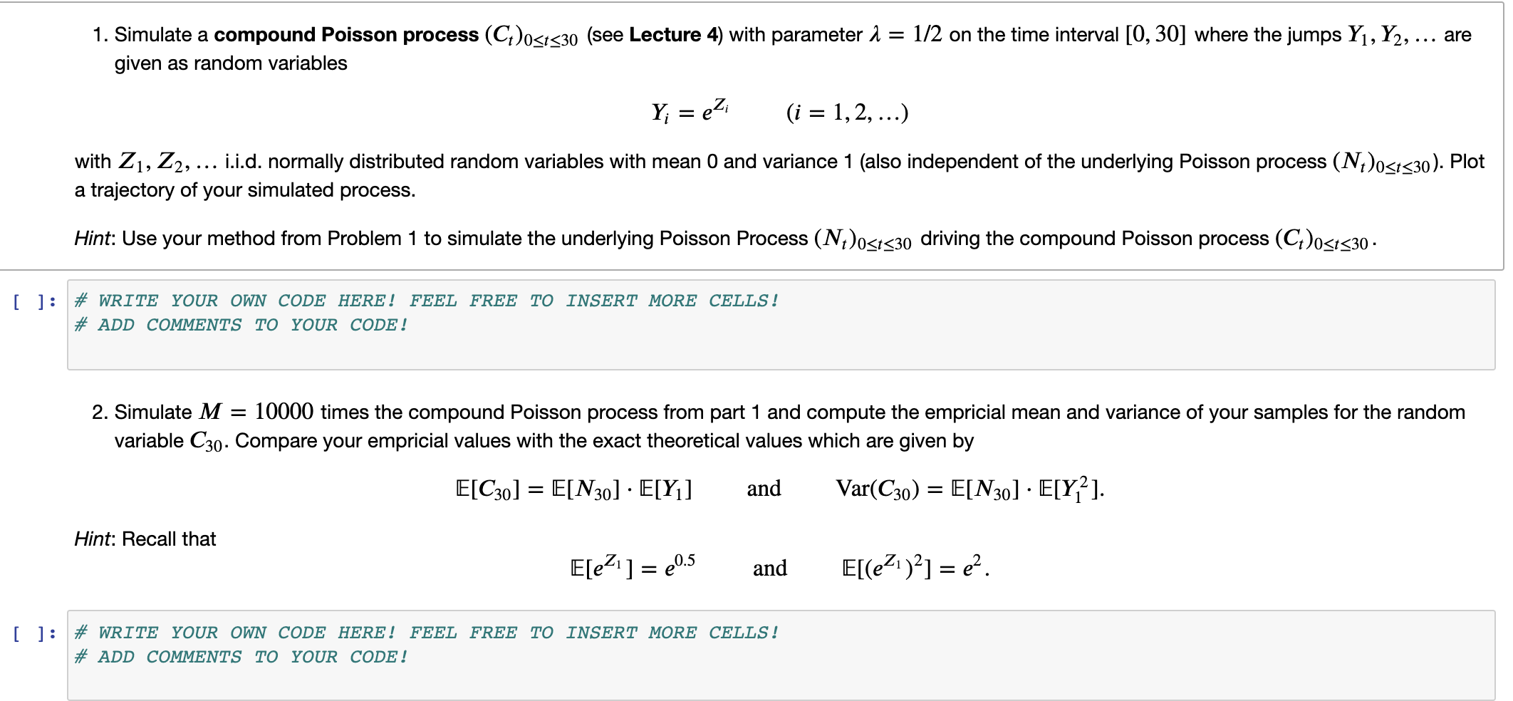 1. Simulate A Compound Poisson Process (Ct)ost