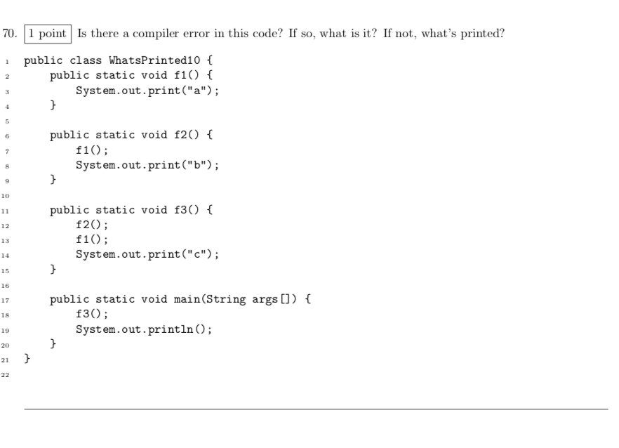 Solved 66. 1 point Is there a compiler error in this code? | Chegg.com