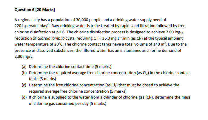 Solved Question 6 [20 Marks] A regional city has a | Chegg.com