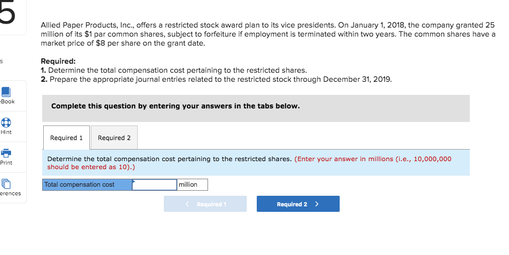 Solved Allied Paper Products, Inc., offers a restricted
