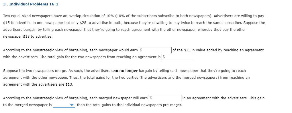 Two equal-sized newspapers have an overlap | Chegg.com