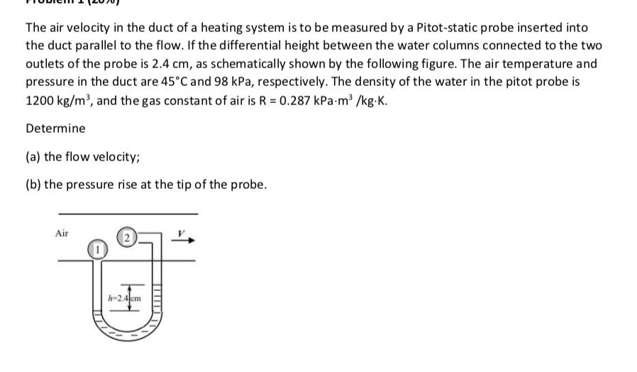 Solved The air velocity in the duct of a heating system is | Chegg.com