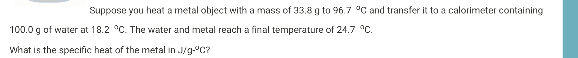 Solved Suppose You Mix 100 0 G Of Water At 23 1 C With 75 0 Chegg