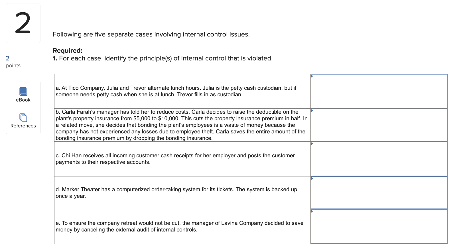 Solved Following are five separate cases involving internal | Chegg.com