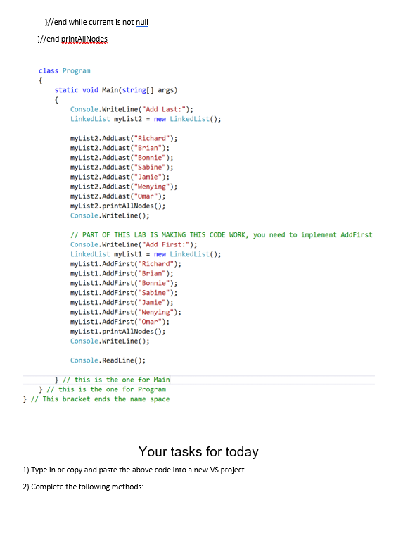 Solved I'm going to give you some simple code for a linked | Chegg.com