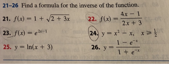 Solved find a formula for the inverse of the function | Chegg.com