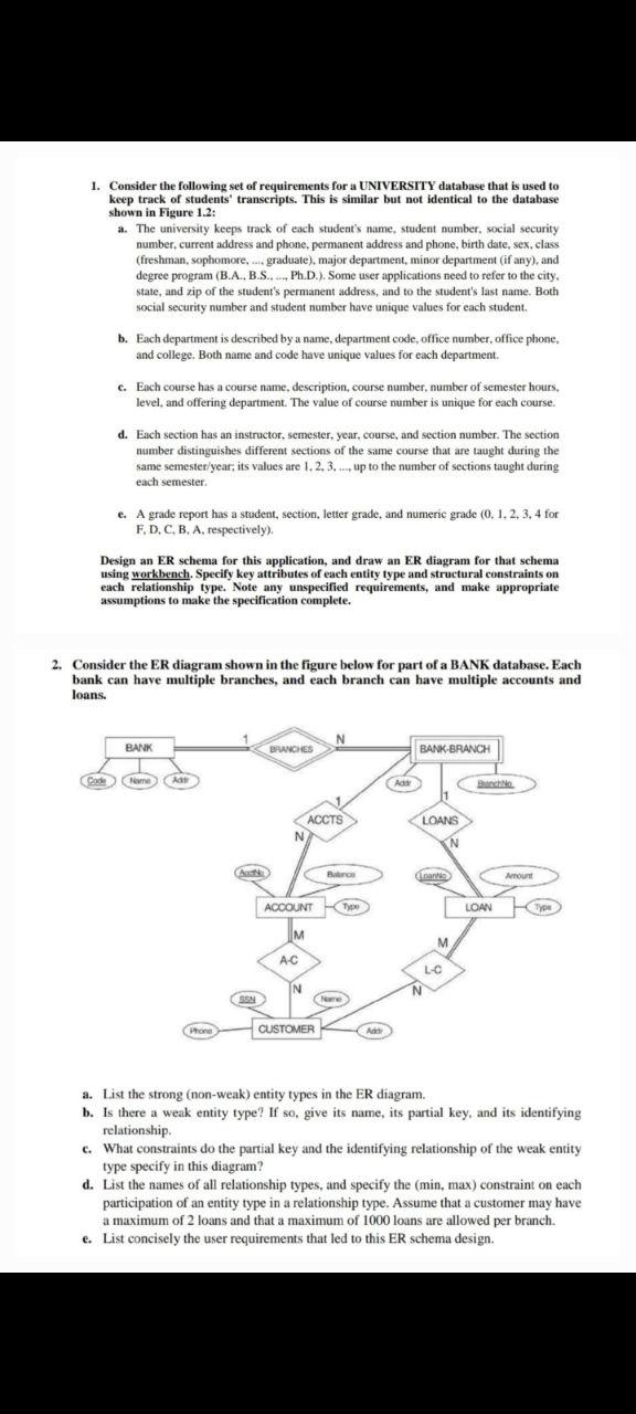 Solved 1. Consider The Following Set Of Requirements For A | Chegg.com