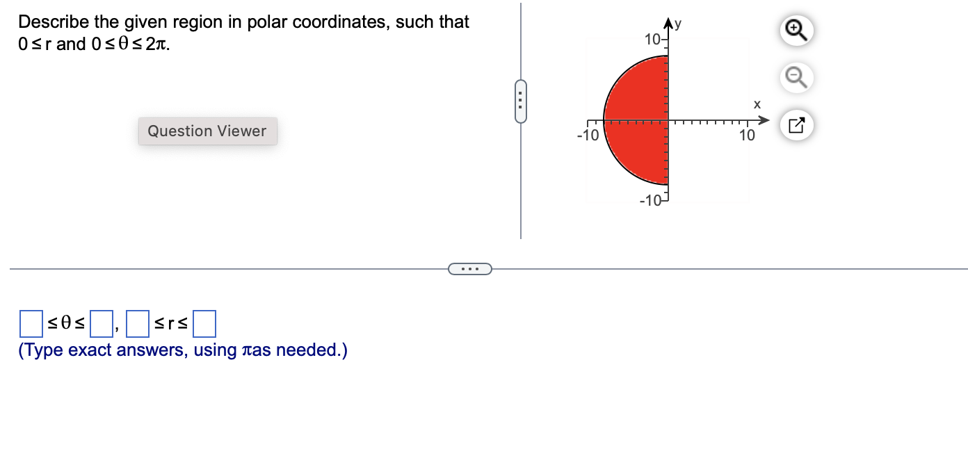 Solved Describe the given region in polar coordinates, such | Chegg.com