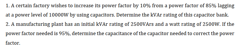 Solved ELECTRICAL CIRCUITS AC Power Analysis Power factor | Chegg.com