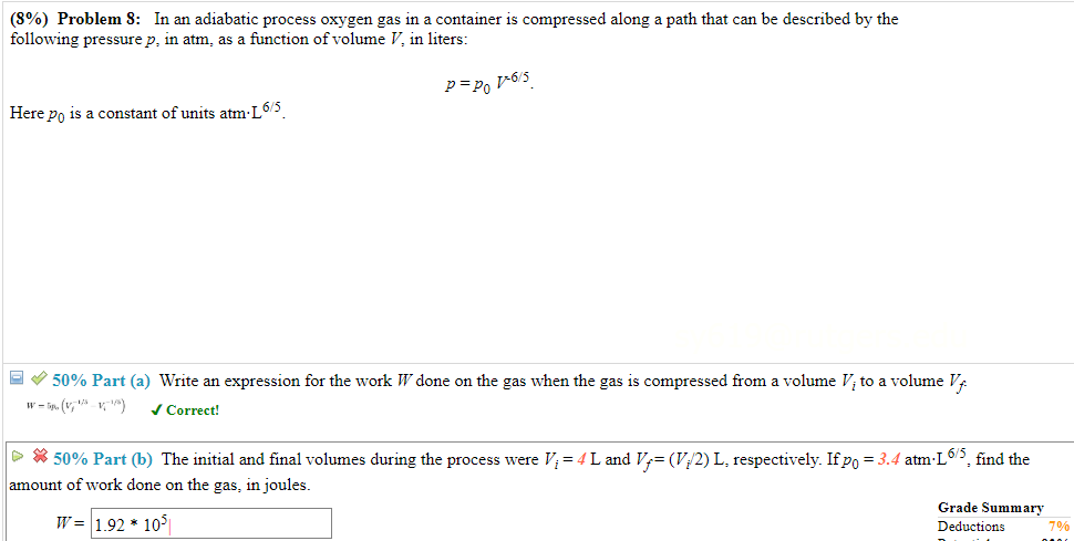 Solved 8 Problem 8 In An Adiabatic Process Oxygen Gas Chegg Com