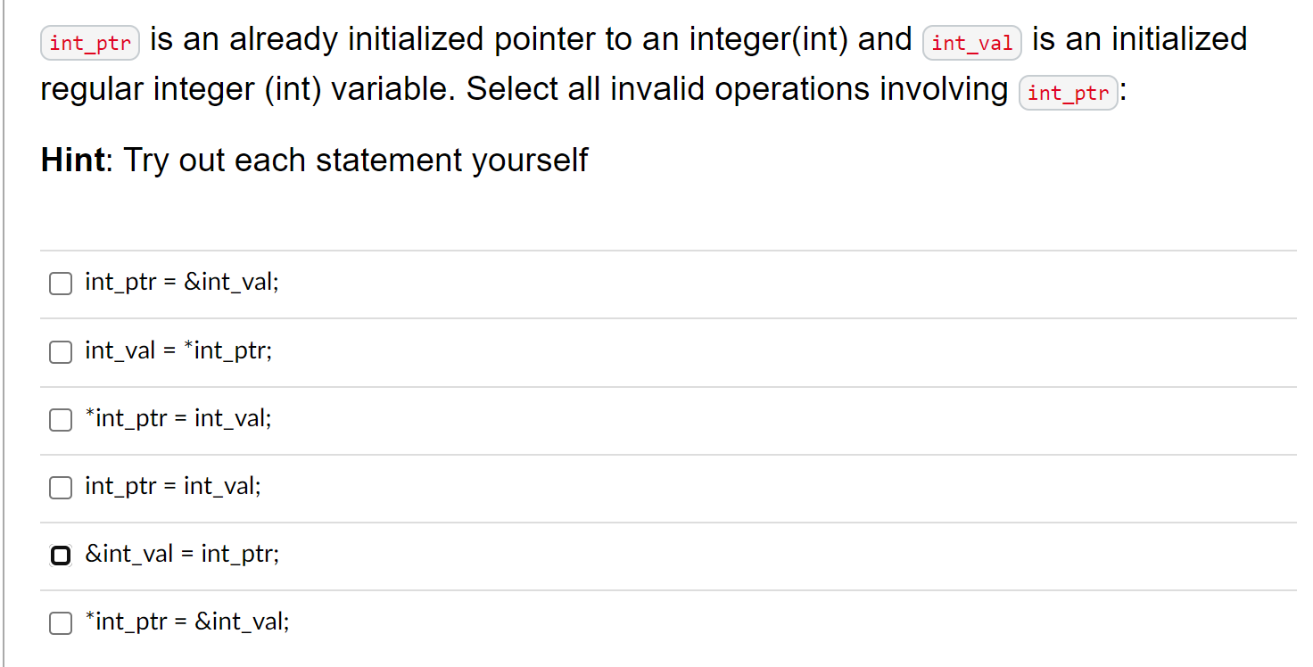 Solved Int_ptr Is An Already Initialized Pointer To An | Chegg.com