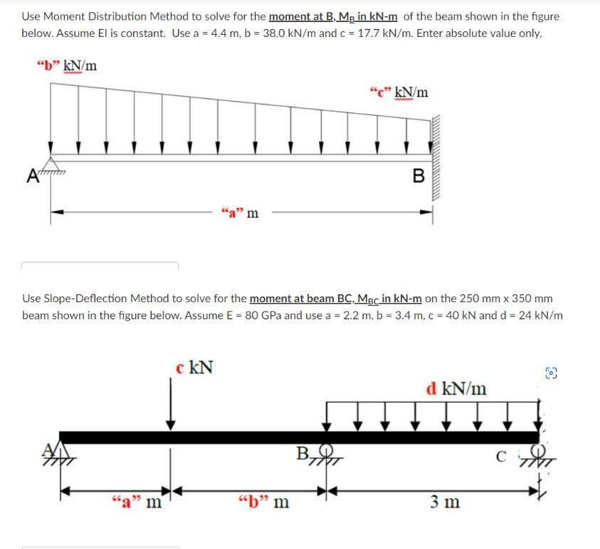 Solved Use Moment Distribution Method To Solve For The | Chegg.com