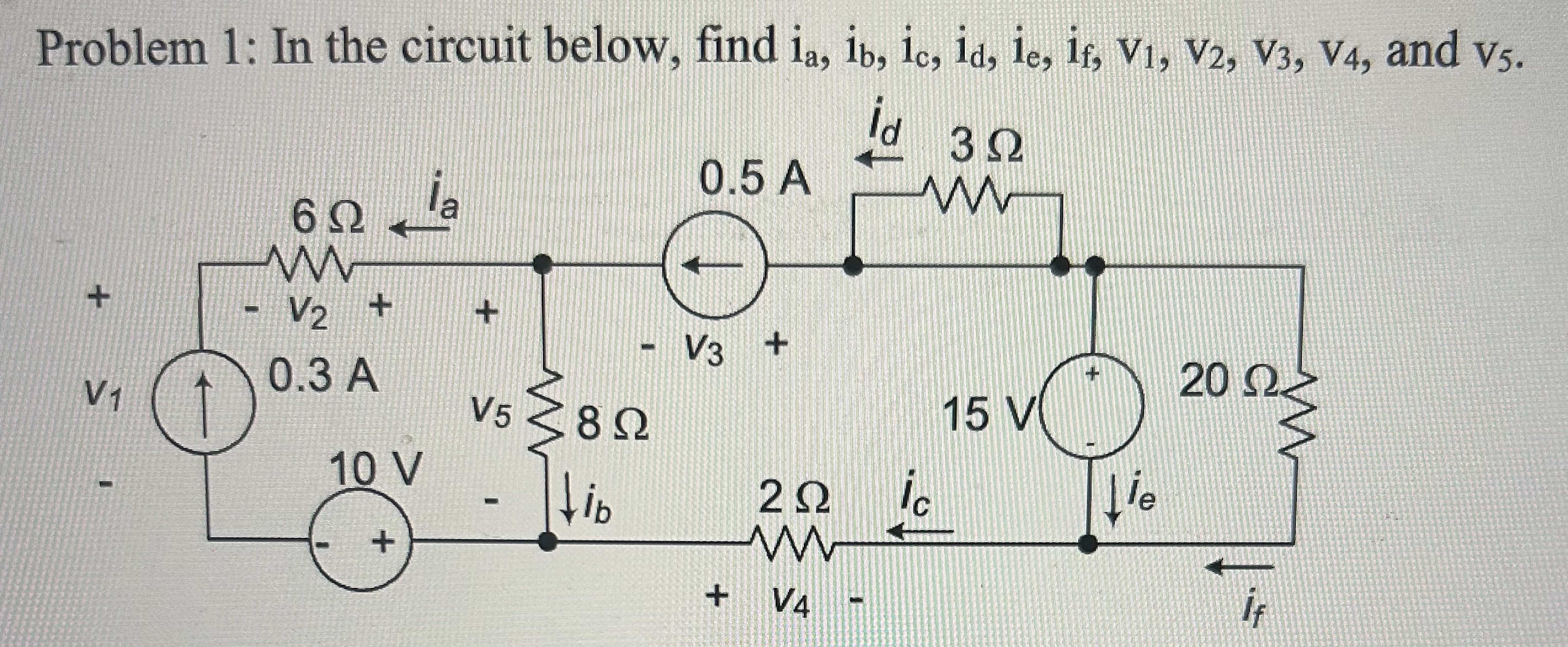 Solved Problem 1: In The Circuit Below, Find | Chegg.com