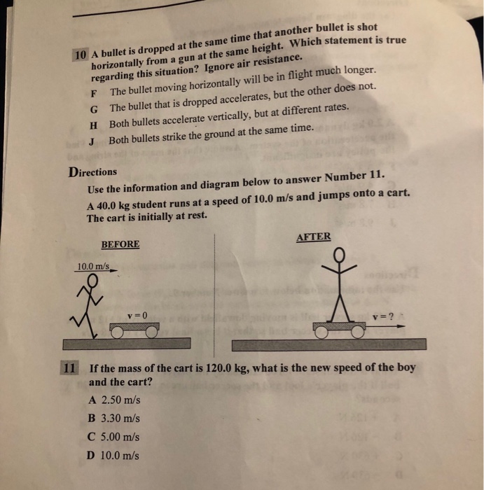 Solved 10 A bullet is dropped at the same time that another | Chegg.com