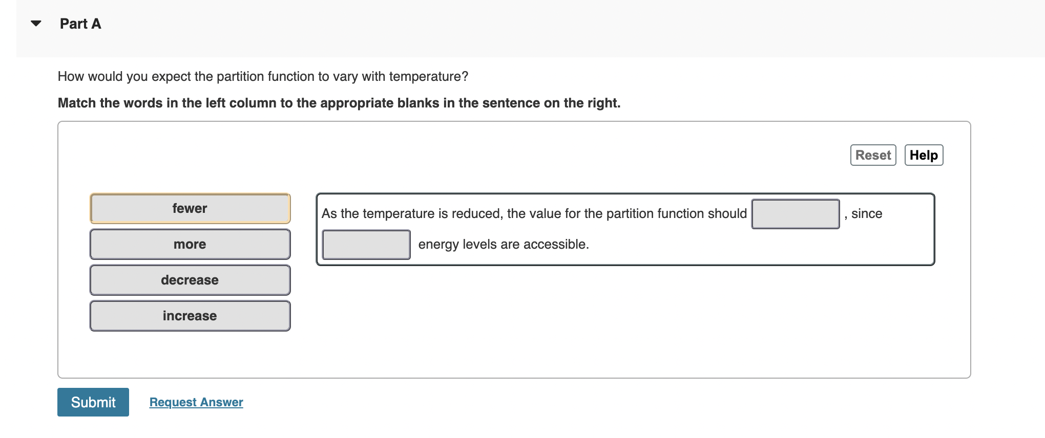 Solved v Part A How would you expect the partition function | Chegg.com