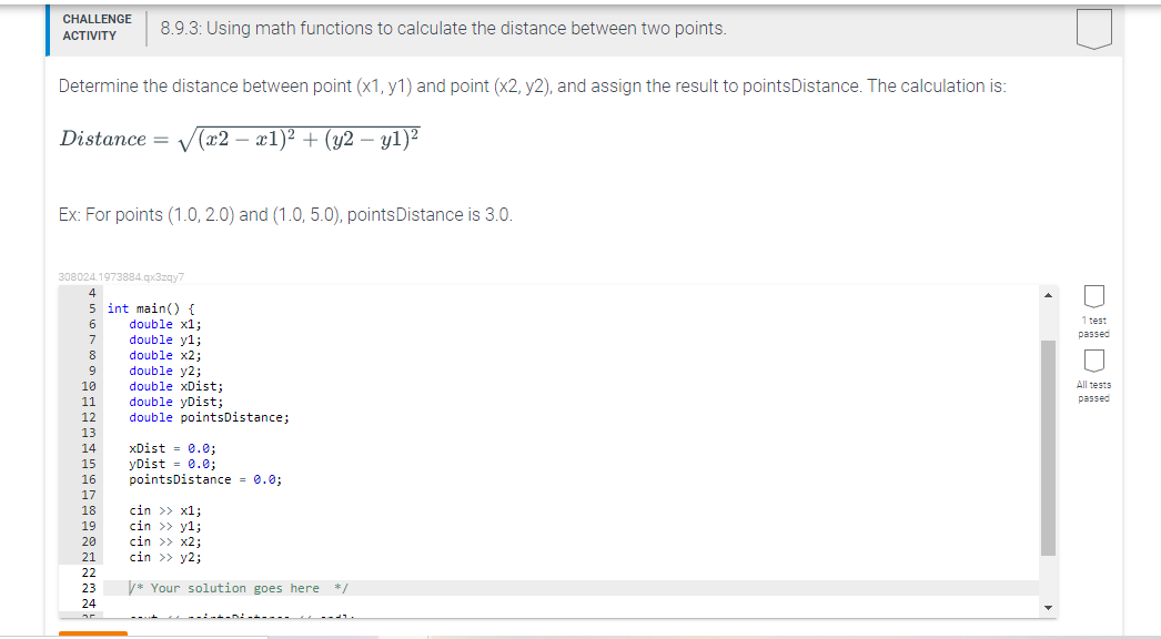 Solved CHALLENGE ACTIVITY 8.9.3: Using math functions to | Chegg.com