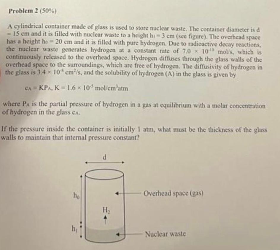 Solved A cylindrical container made of glass is used to | Chegg.com