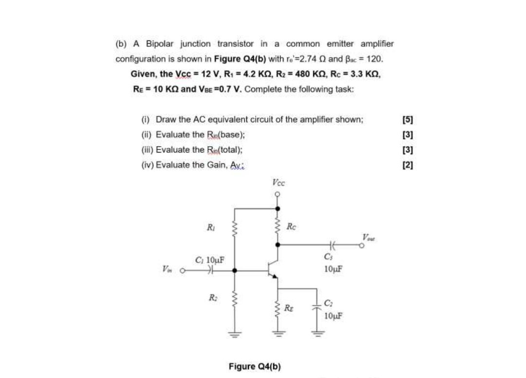 Solved (b) A Bipolar junction transistor in a common emitter | Chegg.com