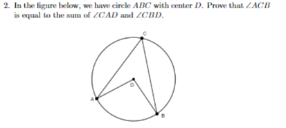 Solved In the figure below, we have circle ABC with center | Chegg.com