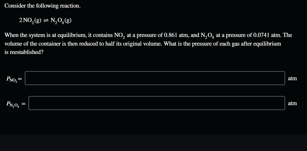 Solved Consider The Following Reaction 2 No2 G N204 G Chegg Solved Consider The Following Reaction 2 No2 G N204 G Chegg