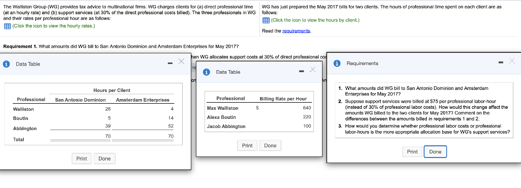 Solved The Walliston Group (WG) provides tax advice | Chegg.com