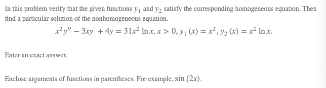 Solved In this problem verify that the given functions y, | Chegg.com