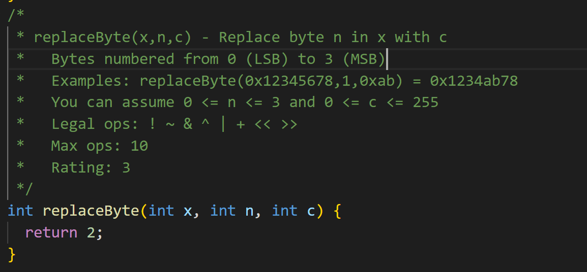 Solved ∣∗ ∗ replaceByte (x,n,c)− Replace byte n in x with c | Chegg.com