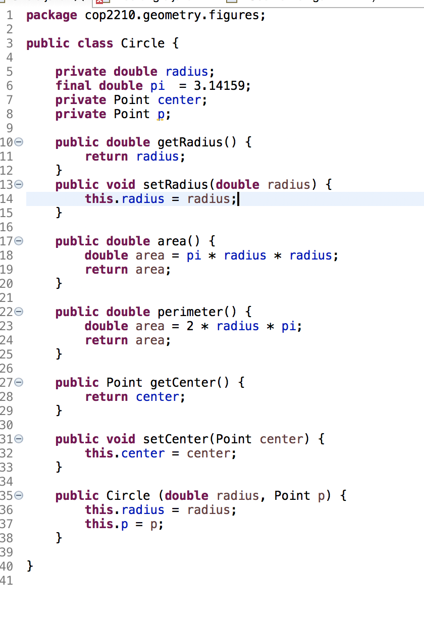 Solved 2. Modify the Circle class to extend from | Chegg.com