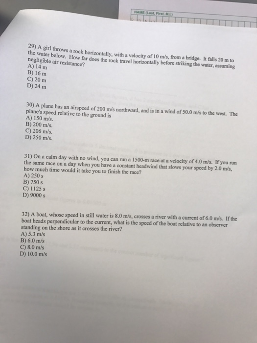 Solved NAME First, Mi) 29) A girl throws a rock