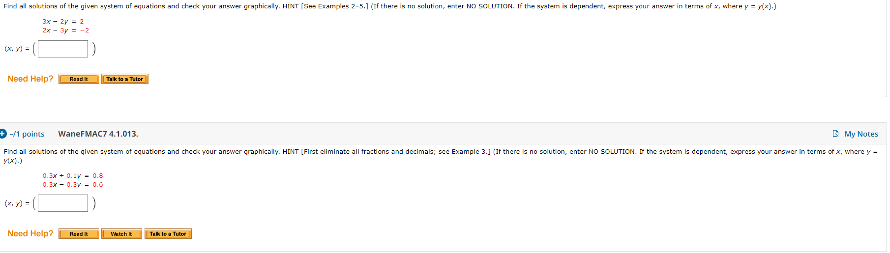 Solved Find All Solutions Of The Given System Of Equations