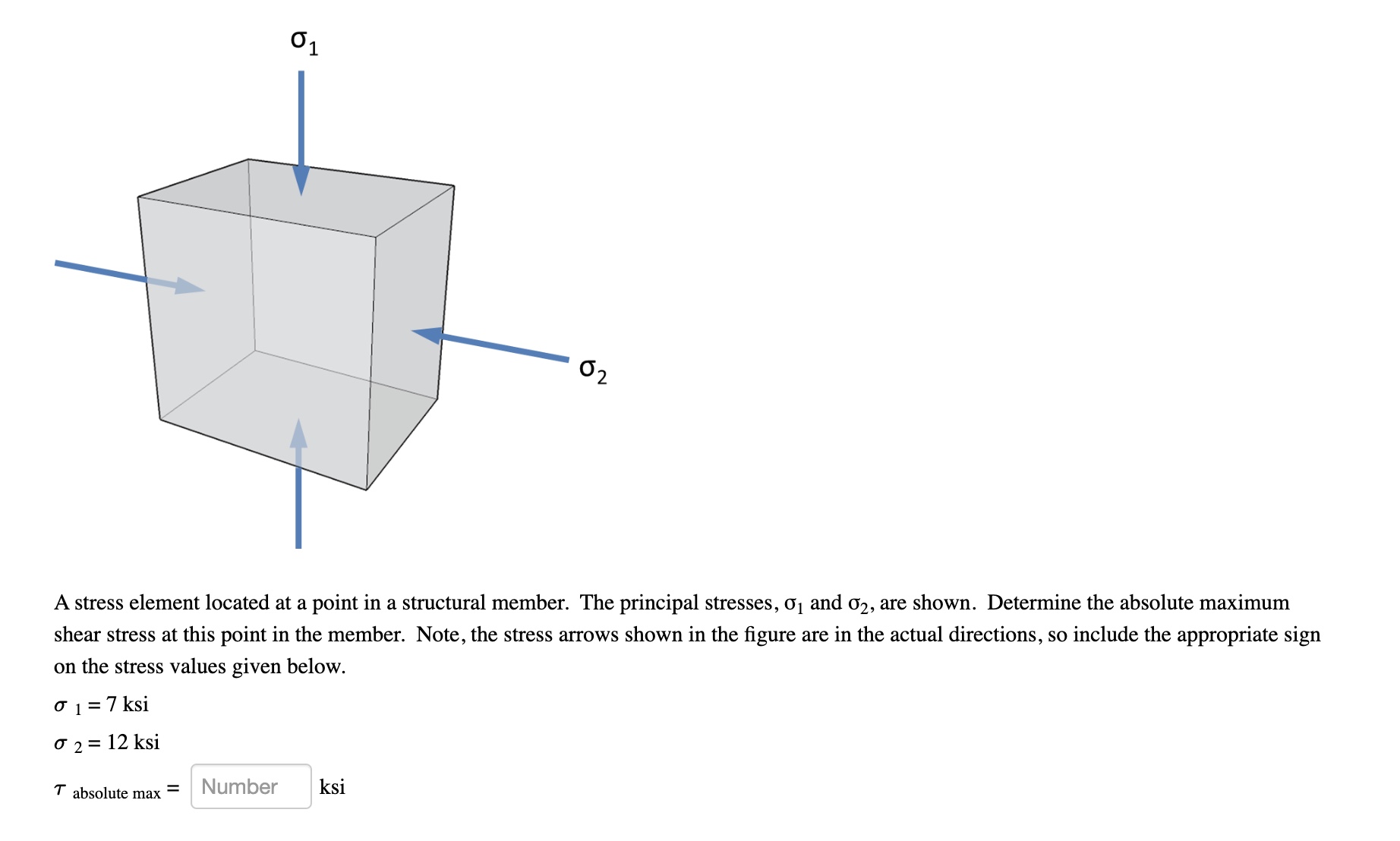 Solved A stress element located at a point in a structural | Chegg.com