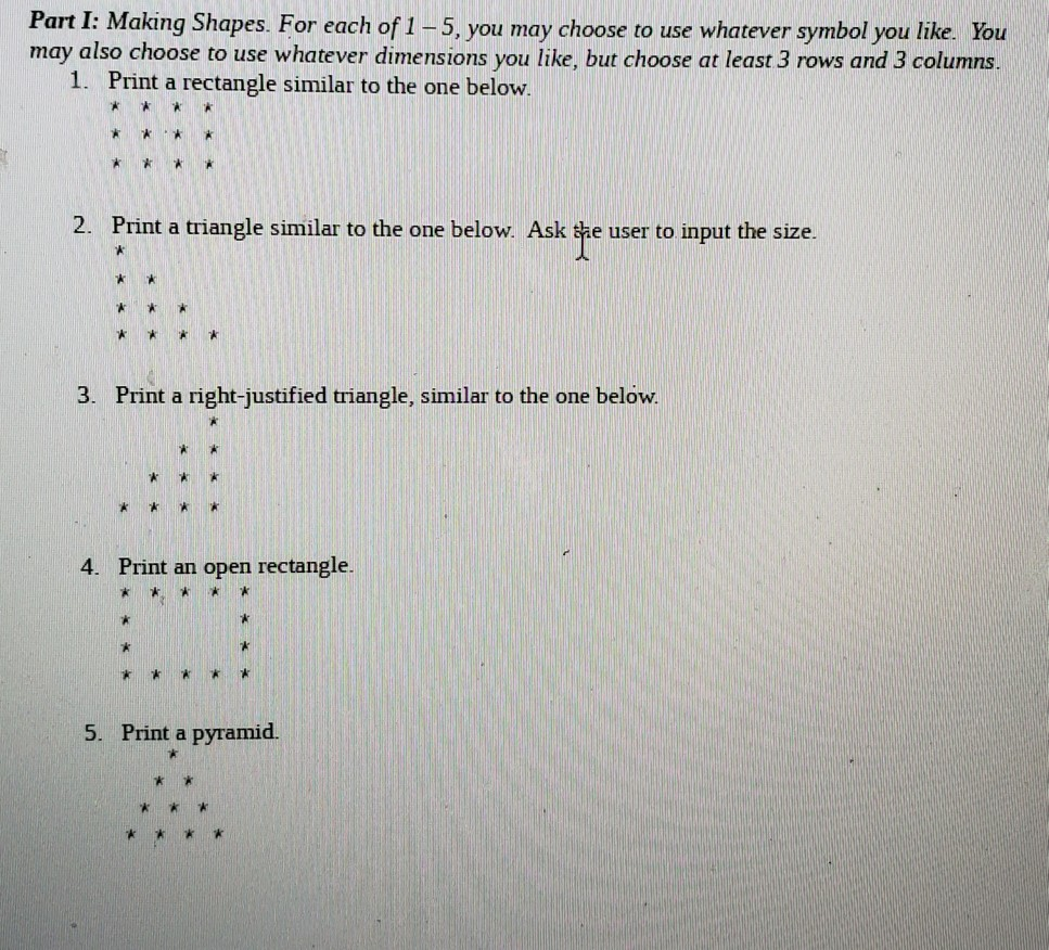 Solved Part I: Making Shapes. For each of 1-5, you may | Chegg.com