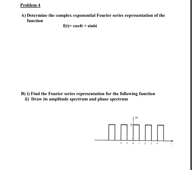 Solved Problem 4 A) Determine the complex exponential | Chegg.com