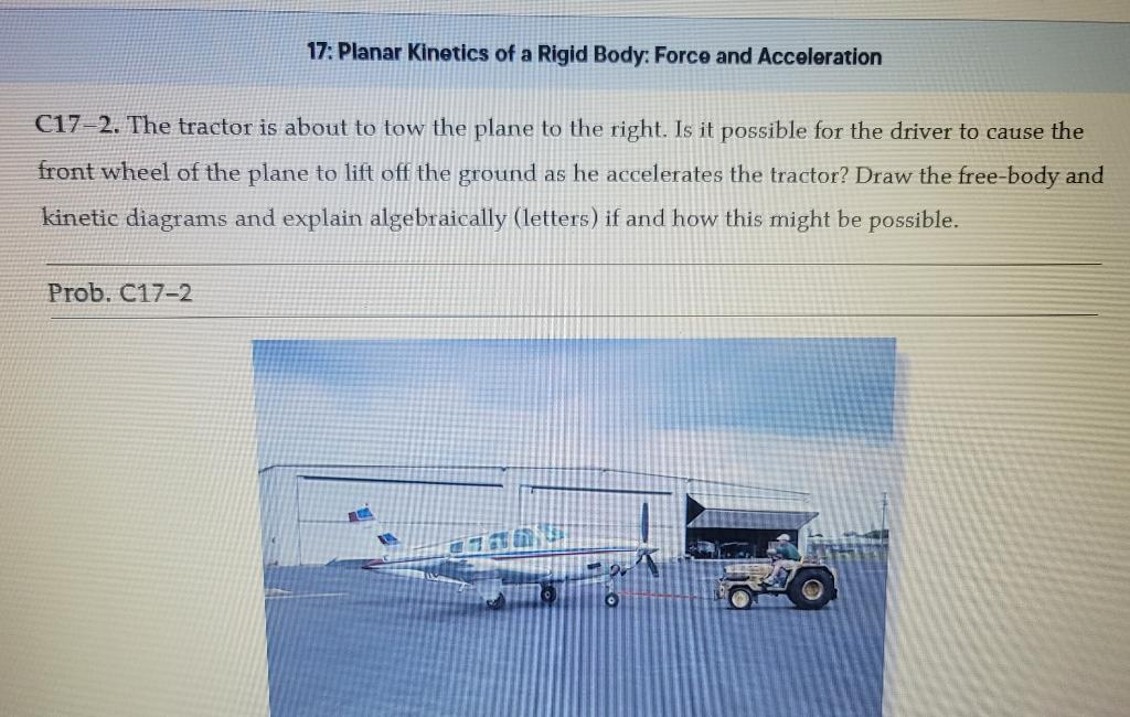 Solved a) Draw the FBD of the plane and tractor. b) Write | Chegg.com