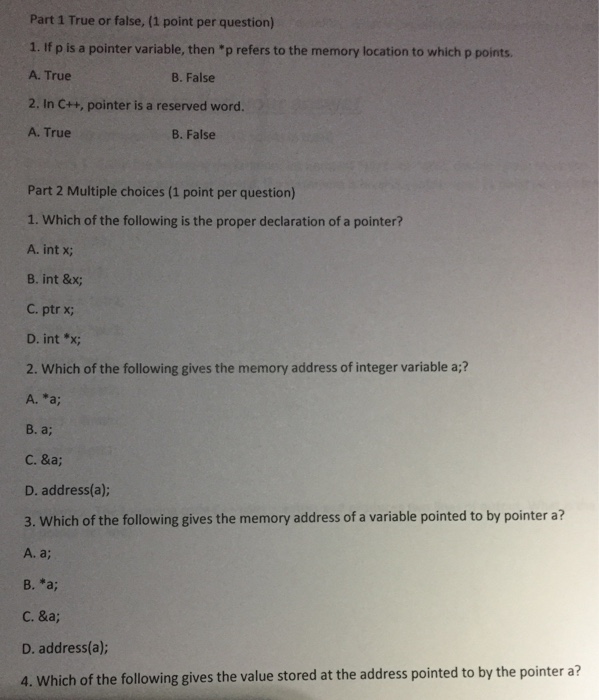 Solved Part 1 True or false, (1 point per question) 1. If p | Chegg.com