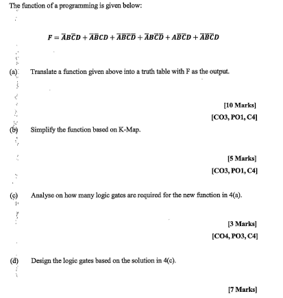 Solved The function of a programming is given below: P = | Chegg.com