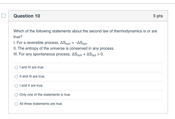 Solved Question 10 5 pts Which of the following statements | Chegg.com
