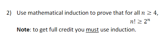 Solved 2) Use mathematical induction to prove that for all n | Chegg.com