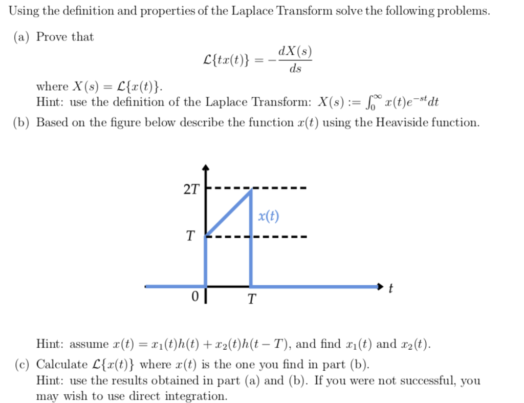 Solved Using The Definition And Properties Of The Laplace Chegg Com