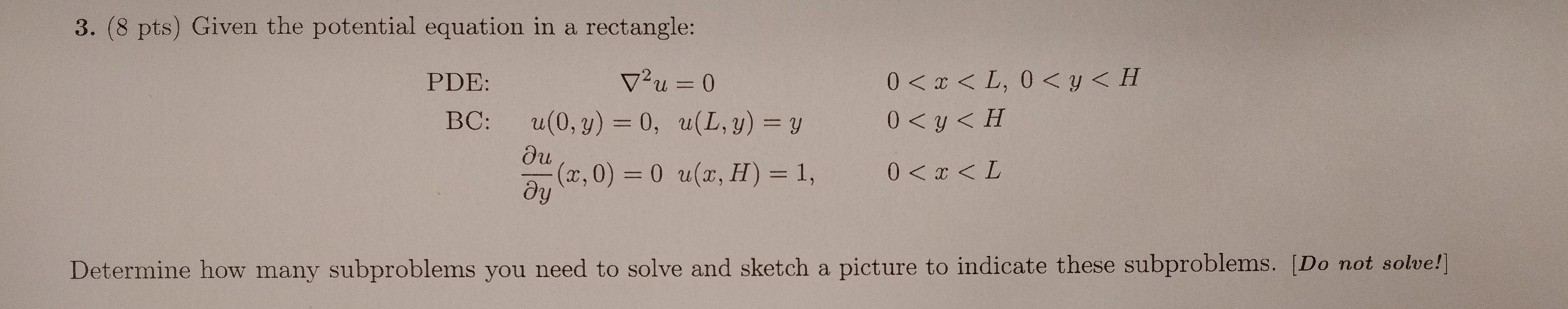 Solved Given the potential equation in a rectangle: | Chegg.com