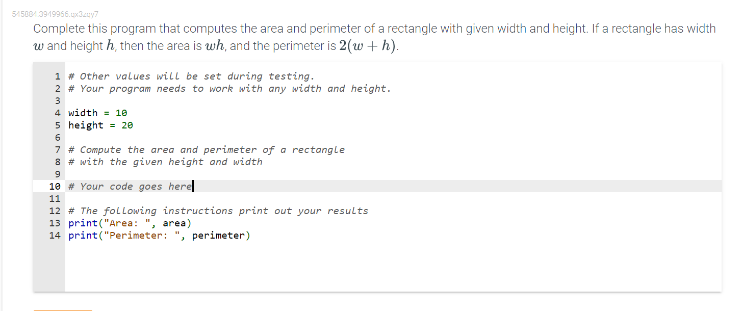 Complete this program that computes the area and | Chegg.com