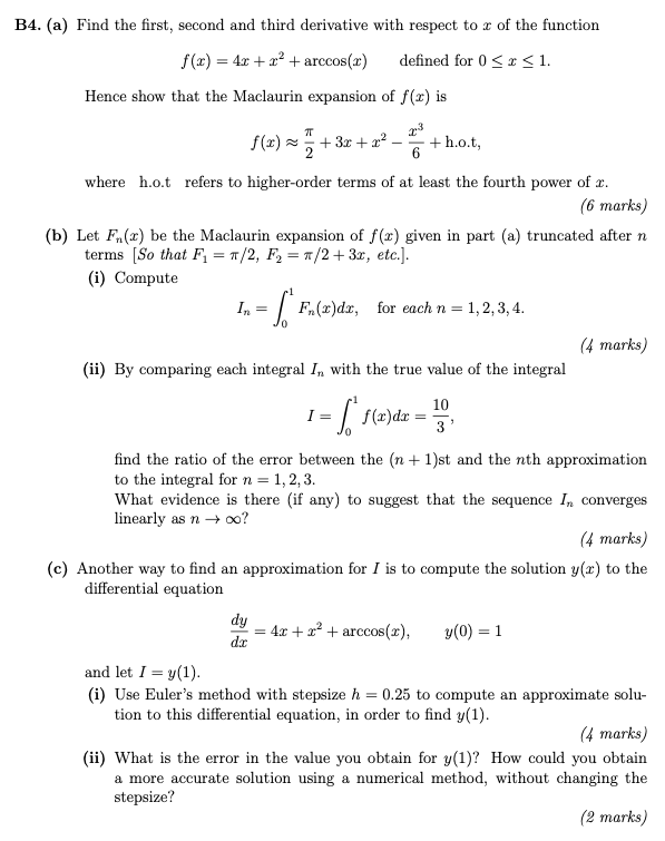 Solved B4. (a) Find the first second and third derivative | Chegg.com