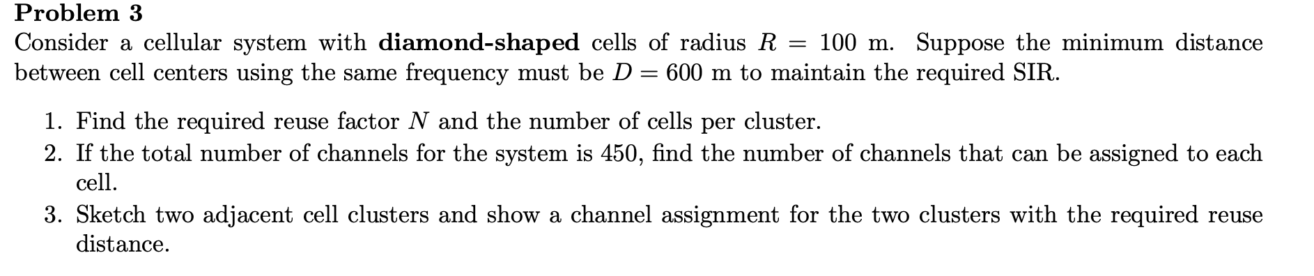 Solved Problem 3 Consider a cellular system with | Chegg.com