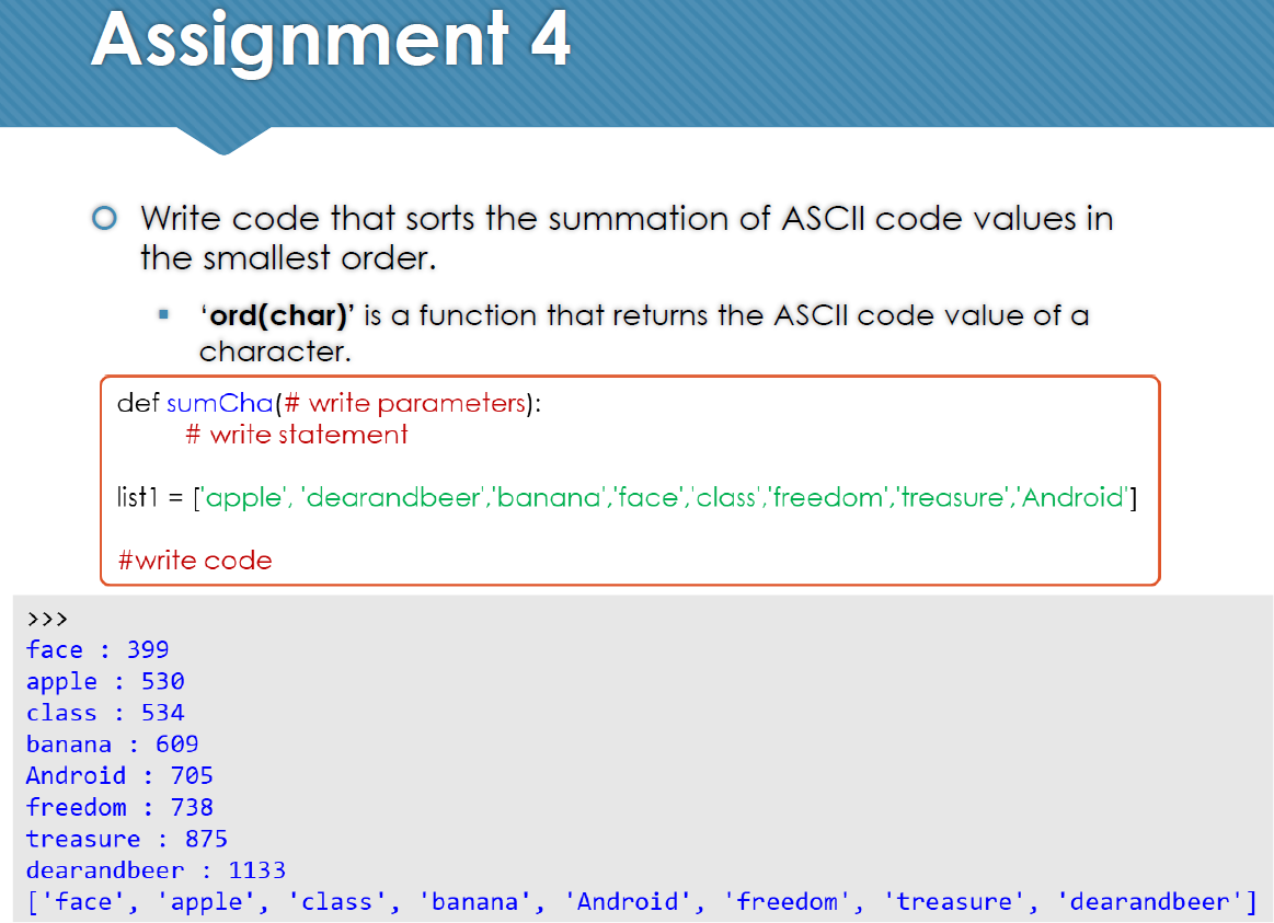 Solved Assignment 4 o Write code that sorts the summation of | Chegg.com